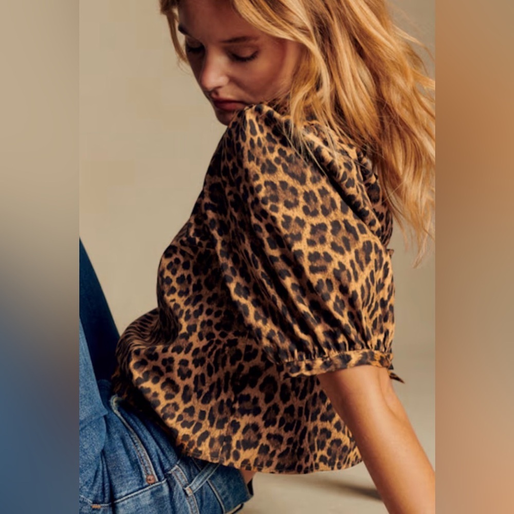 NWT Sezane Lorenz Leo Leopard Nevada Print Blouse Size US 4/FR36 - Picture 2 of 9